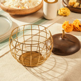 Pear Metal Basket with Wooden Lid